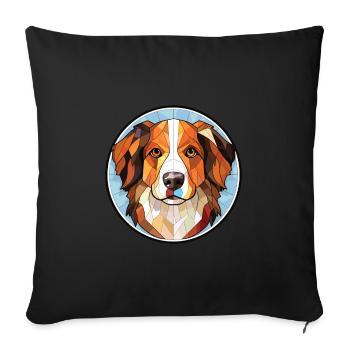 Chien de berger gallois chien race aquarelle Illustration - Housse de coussin décorative 45 x 45 cm - noir - Devant