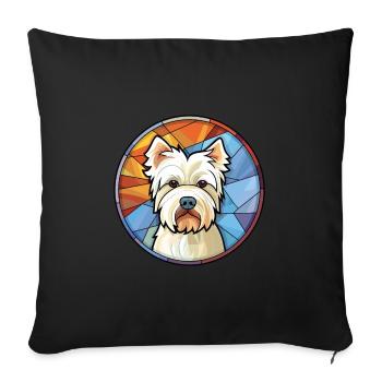 Westie chien race coloré aquarelle illustration - Housse de coussin décorative 45 x 45 cm - noir - Devant