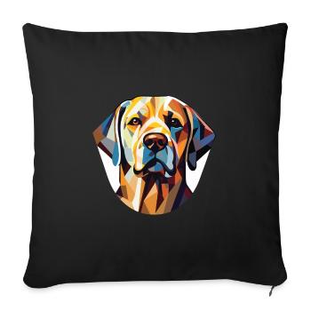 Labrador chien race aquarelle verre Illustration - Housse de coussin décorative 45 x 45 cm - noir - Devant
