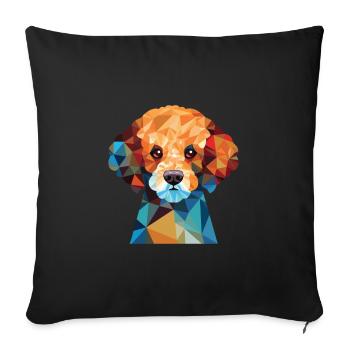 Miniature Poodle Dog Breed Watercolor Illustration - Sofa pillowcase 17,3'' x 17,3'' (45 x 45 cm) - black - Front