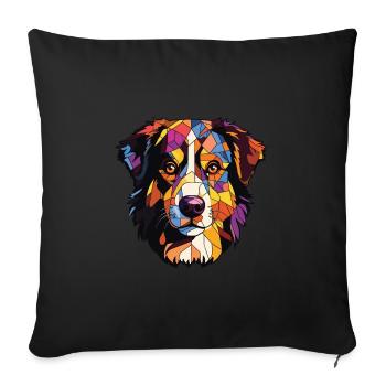 North American Shepherd Dog Breed Watercolor Glass - Sofa pillowcase 17,3'' x 17,3'' (45 x 45 cm) - black - Front