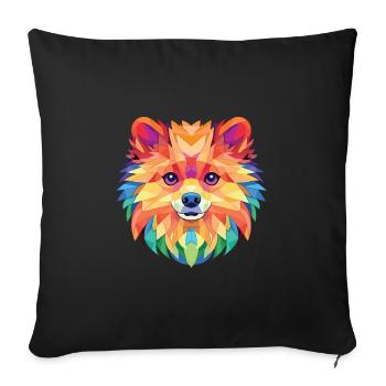 Pomeranian Dog Breed Watercolor Glass Illustration - Sofa pillowcase 17,3'' x 17,3'' (45 x 45 cm) - black - Front