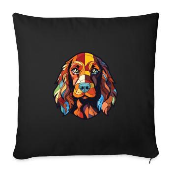 Pont Audemer Épagneul chien race aquarelle colorée - Housse de coussin décorative 45 x 45 cm - noir - Devant