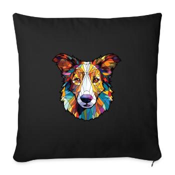 Scotch Collie chien race aquarelle Illustration - Housse de coussin décorative 45 x 45 cm - noir - Devant
