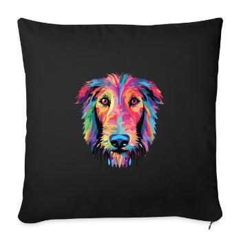 Scottish Deerhound Dog Breed Colorful Watercolor - Sofa pillowcase 17,3'' x 17,3'' (45 x 45 cm) - black - Front