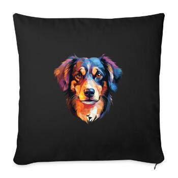 Taigan Kyrgyz Taighany Dog Breed Watercolor Glass - Sofa pillowcase 17,3'' x 17,3'' (45 x 45 cm) - black - Front
