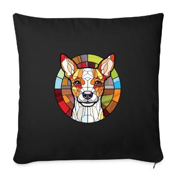 Teddy Roosevelt Terrier chien race aquarelle verre - Housse de coussin décorative 45 x 45 cm - noir - Devant