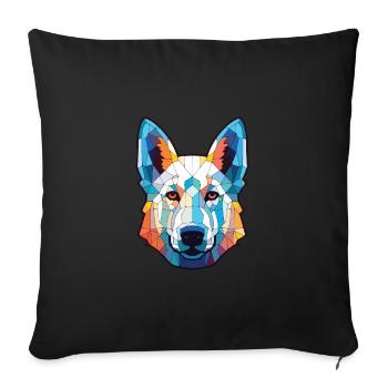 White Shepherd Dog Breed Watercolor Illustration - Sofa pillowcase 17,3'' x 17,3'' (45 x 45 cm) - black - Front