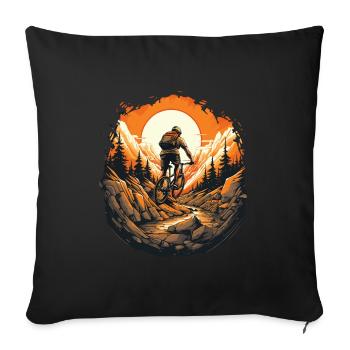 VTT Vélo Montagne Aventure Nature - Housse de coussin décorative 45 x 45 cm - noir - Devant