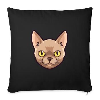 Burmesische Katze Cartoon Aquarell Illustration - Sofakissenbezug 45 x 45 cm - Schwarz - Vorne