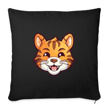 Tiger Cat Colorful Cartoon Watercolor Illustration - Sofa pillowcase 17,3'' x 17,3'' (45 x 45 cm) - black - Front