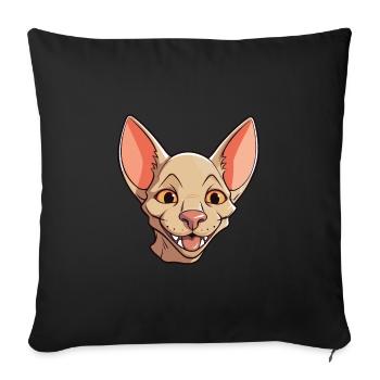 Peterbald Katze Karikatur Aquarell Illustration - Sofakissenbezug 45 x 45 cm - Schwarz - Vorne