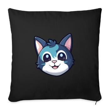 Aegean Cat Cartoon Watercolor Illustration - Sofa pillowcase 17,3'' x 17,3'' (45 x 45 cm) - black - Front