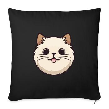 Illustration à l’aquarelle de dessin animé de chat de Birmanie - Housse de coussin décorative 45 x 45 cm - noir - Devant