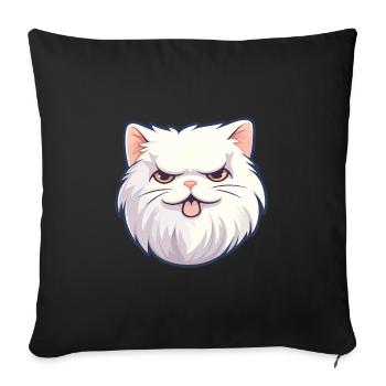 Weiße Langhaar Perserkatze Karikatur Aquarell Kunst - Sofakissenbezug 45 x 45 cm - Schwarz - Vorne