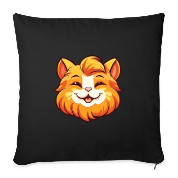 Ginger Longhair Cat Cartoon Watercolor Clipart - Sofa pillowcase 17,3'' x 17,3'' (45 x 45 cm) - black - Front