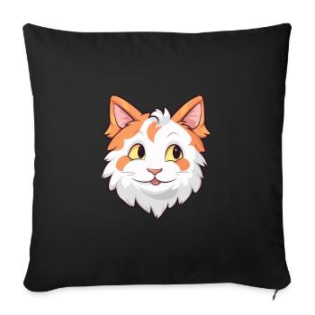 Turkish Van Cat Cartoon Watercolor Illustration - Sofa pillowcase 17,3'' x 17,3'' (45 x 45 cm) - black - Front