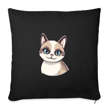 Snowshoe Cat Cartoon Watercolor Illustration - Sofa pillowcase 17,3'' x 17,3'' (45 x 45 cm) - black - Front