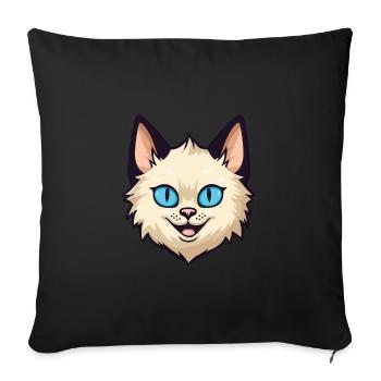 Balinesische Katze Cartoon Aquarell Illustration - Sofakissenbezug 45 x 45 cm - Schwarz - Vorne