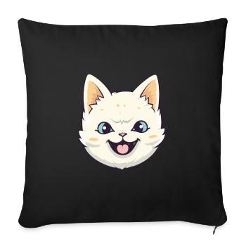 Asian Cat Colorful Cartoon Watercolor Illustration - Sofa pillowcase 17,3'' x 17,3'' (45 x 45 cm) - black - Front