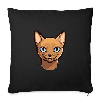 European Burmese Cat Cartoon Watercolor Clipart - Sofa pillowcase 17,3'' x 17,3'' (45 x 45 cm) - black - Front