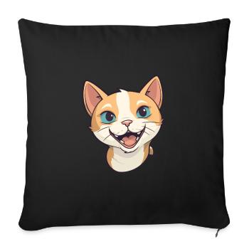 German Rex Cat Cartoon Watercolor Illustration - Sofa pillowcase 17,3'' x 17,3'' (45 x 45 cm) - black - Front