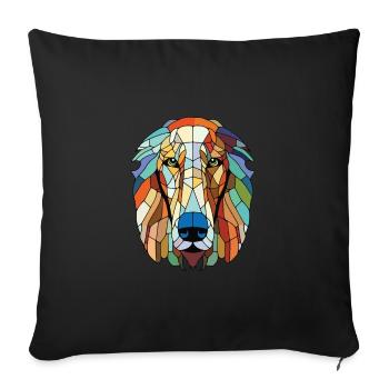 Russian Wolfhound Dog Breed Colorful Watercolor - Sofa pillowcase 17,3'' x 17,3'' (45 x 45 cm) - black - Front