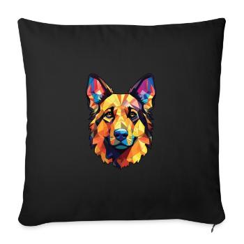 Majorca Shepherd Dog Breed Watercolor Illustration - Sofa pillowcase 17,3'' x 17,3'' (45 x 45 cm) - black - Front