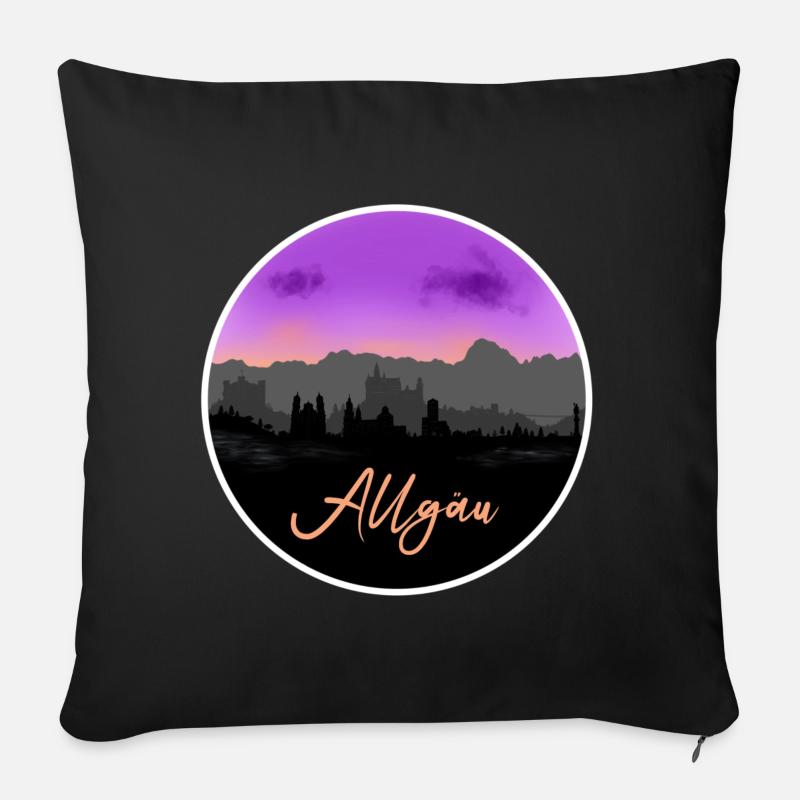 Allgäu Fineline Skyline - Sofakissenbezug 45 x 45 cm - Schwarz