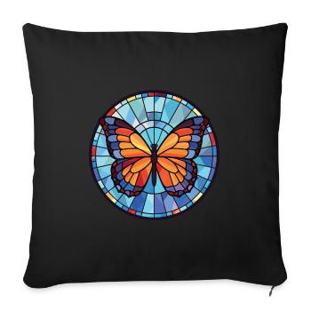 Papillon Aquarelle Colorée Illustration Animale - Housse de coussin décorative 45 x 45 cm - noir - Devant