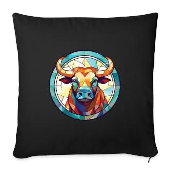 Bull Colorful Watercolor Animal Pet Illustration - Sofa pillowcase 17,3'' x 17,3'' (45 x 45 cm) - black - Front