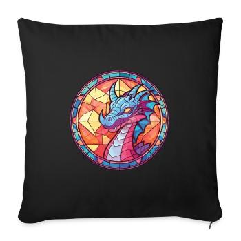 Dragon Aquarelle colorée Animal animal Illustration d’animaux de compagnie - Housse de coussin décorative 45 x 45 cm - noir - Devant