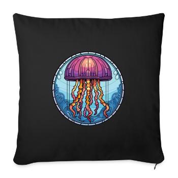 Jellyfish Colorful Watercolor Animal Illustration - Sofa pillowcase 17,3'' x 17,3'' (45 x 45 cm) - black - Front