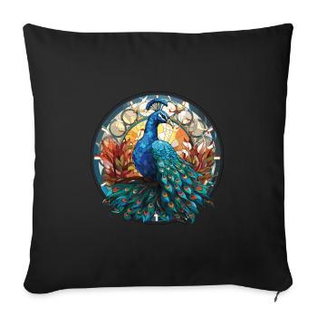 Peacock Colorful Watercolor Animal Illustration - Sofa pillowcase 17,3'' x 17,3'' (45 x 45 cm) - black - Front