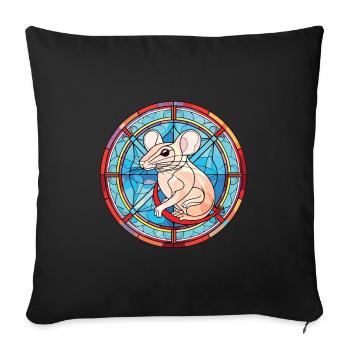 Rat Colorful Watercolor Animal Pet Illustration - Sofa pillowcase 17,3'' x 17,3'' (45 x 45 cm) - black - Front