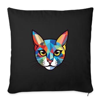 Kitten Colorful Watercolor Animal Pet Illustration - Sofa pillowcase 17,3'' x 17,3'' (45 x 45 cm) - black - Front