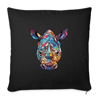 Rhino Colorful Watercolor Animal Pet Illustration - Sofa pillowcase 17,3'' x 17,3'' (45 x 45 cm) - black - Front