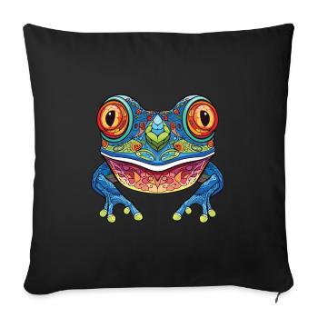 Tree Frog Colorful Watercolor Animal Illustration - Sofa pillowcase 17,3'' x 17,3'' (45 x 45 cm) - black - Front