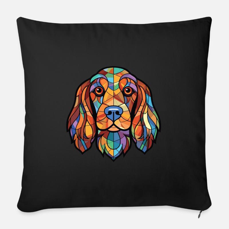 Englischer Cocker Spaniel Hund Buntes Aquarell Haustier - Sofakissenbezug 45 x 45 cm - Schwarz