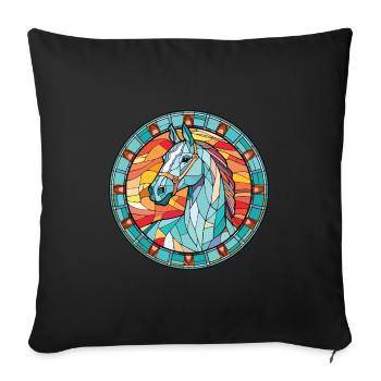 Cheval Aquarelle Colorée Animal Illustration D’animaux De Compagnie - Housse de coussin décorative 45 x 45 cm - noir - Devant