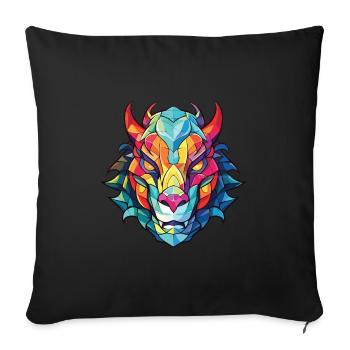 Dragon Aquarelle colorée Animal animal Illustration d’animaux de compagnie - Housse de coussin décorative 45 x 45 cm - noir - Devant