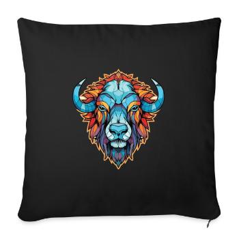 Buffalo Colorful Watercolor Animal Illustration - Sofa pillowcase 17,3'' x 17,3'' (45 x 45 cm) - black - Front
