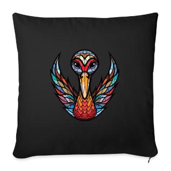 Schwarzer Schwan Buntes Aquarell Tier Illustration - Sofakissenbezug 45 x 45 cm - Schwarz - Vorne