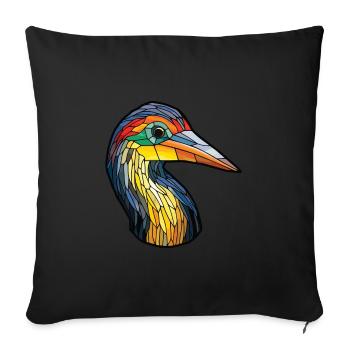 Cormoran coloré aquarelle Animal Illustration - Housse de coussin décorative 45 x 45 cm - noir - Devant