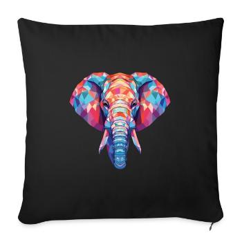Illustration animale aquarelle colorée d'éléphant - Housse de coussin décorative 45 x 45 cm - noir - Devant