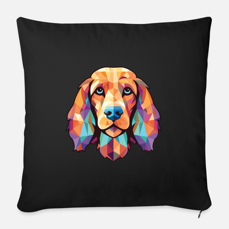Englischer Cocker Spaniel-Hund, buntes Aquarell-Haustier - Sofakissenbezug 45 x 45 cm - Schwarz