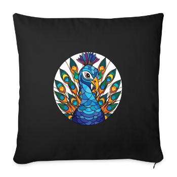 Peacock Colorful Watercolor Animal Illustration - Sofa pillowcase 17,3'' x 17,3'' (45 x 45 cm) - black - Front