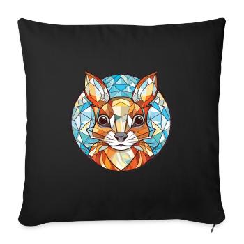 Squirrel Colorful Watercolor Animal Illustration - Sofa pillowcase 17,3'' x 17,3'' (45 x 45 cm) - black - Front