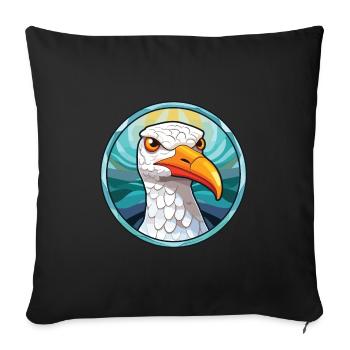 Mouette colorée aquarelle Animal Illustration - Housse de coussin décorative 45 x 45 cm - noir - Devant