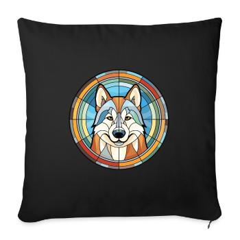 Husky Dog Aquarelle Colorée Animal Illustration - Housse de coussin décorative 45 x 45 cm - noir - Devant